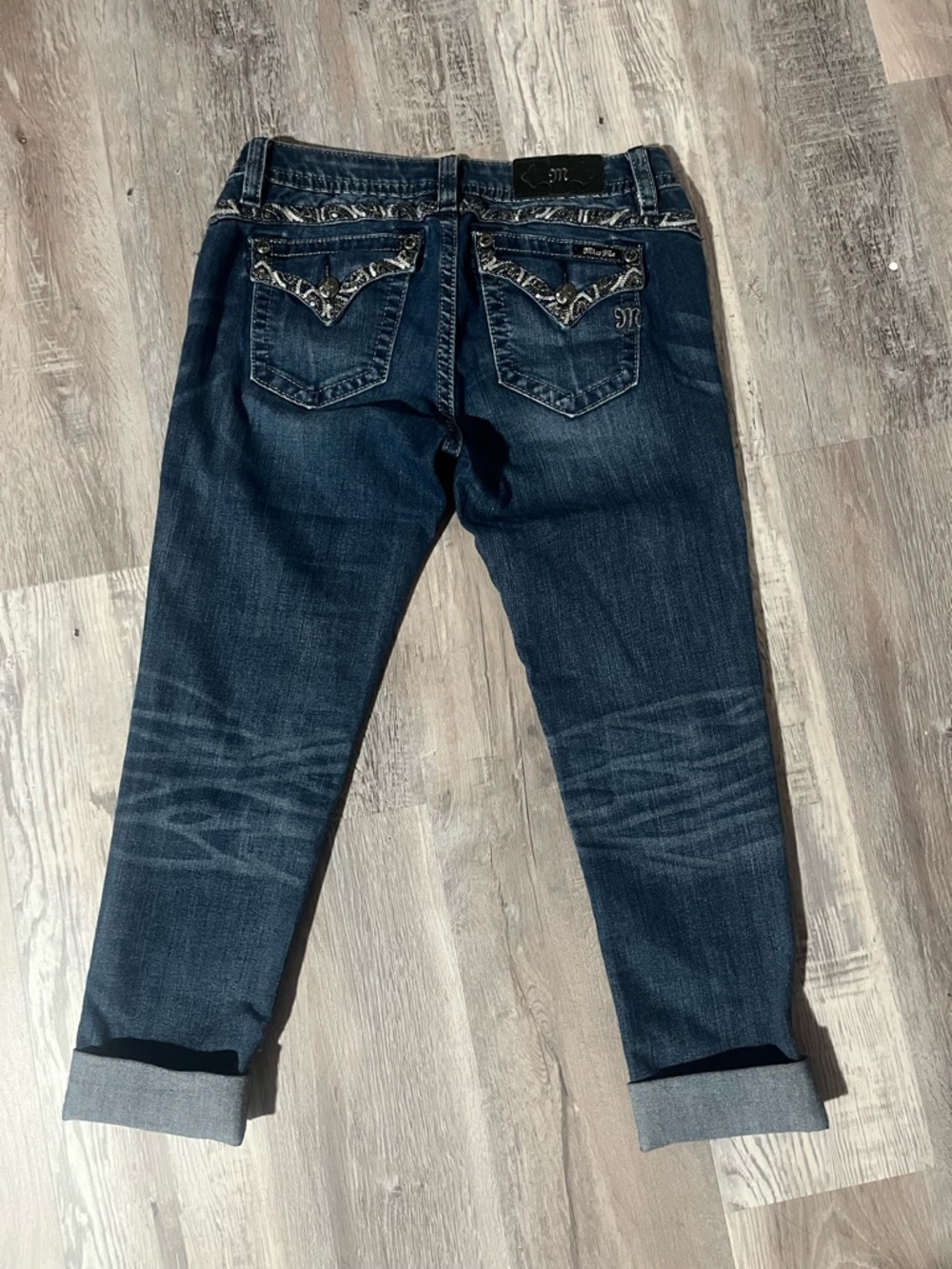 Miss Me Skinny Capri Jeans Dark Blue Womens Size 29 - Picture 2 of 11